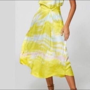 Young Fabulous & Broke Satin Tie-Dye Savanna Twist Midi Skirt
